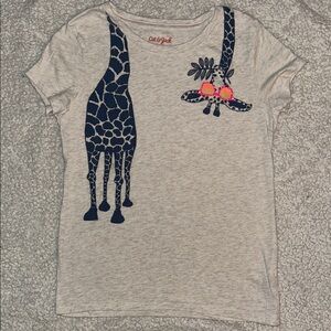 Cat & Jack Kids' Giraffe Graphic Tee - Cream and Navy